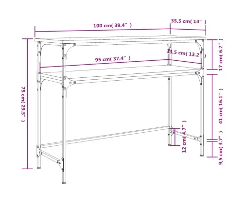 Konsoles Galdiņš, Brūna Koka, 100X35,5X75 Cm, Inženierijas Koks Vidaxl Konsoles Galdiņš, Brūna Koka, 100X35,5X75 Cm, Inženierijas Koks Vidaxl