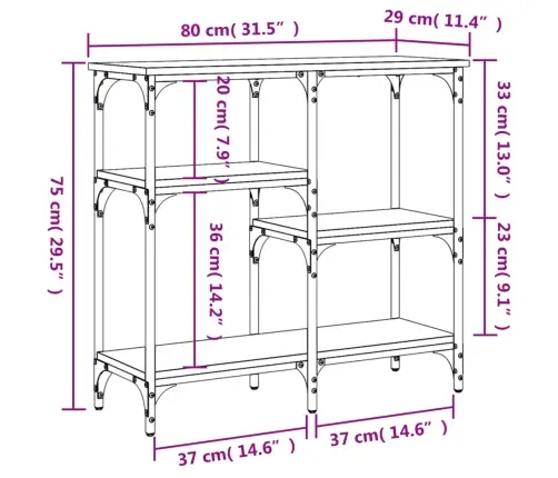 Konsoollaud Sonoma Tamm 80 X 29 X 75 Cm Töödeldud Puit Konsoollaud Sonoma Tamm 80 X 29 X 75 Cm Töödeldud Puit