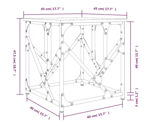 Kafijas Galdiņš, Ozola Krāsa, 45X45X47,5 Cm, Inženierijas Koks Vidaxl