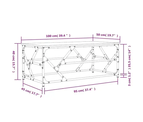 Kohvilaud, Sonoma Tamm, 100 X 50 X 40 cm Tehispuit