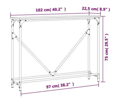 Konsoles Galdiņš, Pelēcīgs, 102X22,5X75 Cm, Inženierijas Koks Vidaxl