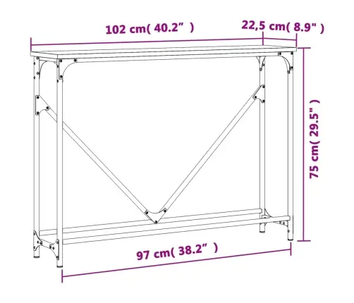Konsoollaud, Pruun Tamm, 102 X 22,5 X 75 cm Tehispuit