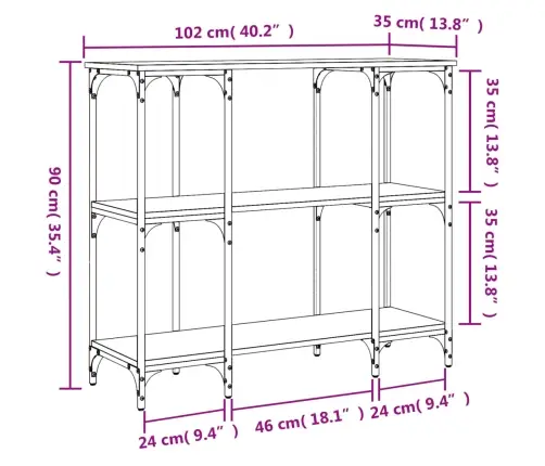 Konsoles Galdiņš, Koka Krāsa, 102X35X90 Cm, Inženierijas Koks Vidaxl Konsoles Galdiņš, Koka Krāsa, 102X35X90 Cm, Inženierijas Koks Vidaxl