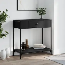 Konsolinis Staliukas, Juodas, 75X34,5X75cm Apdirbta Mediena