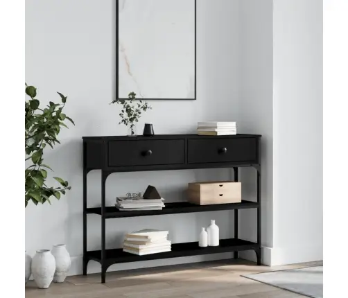 Konsolinis Staliukas, Juodas, 100X25X75cm Apdirbta Mediena