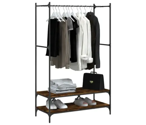 Drēbju Pakaramais Ar Plauktiem, Ozolkoka, Inženierijas Koks Vidaxl