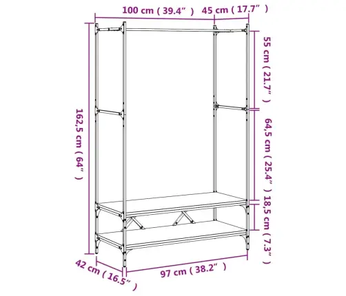 Drēbju Pakaramais Ar Plauktiem, Ozolkoka, Inženierijas Koks Vidaxl