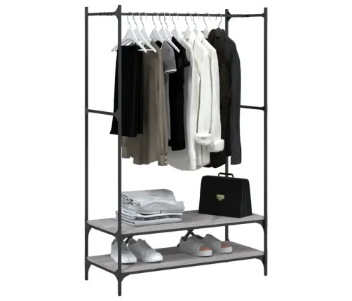 Drēbju Pakaramais Ar Plauktiem, Pelēks, Inženierijas Koks Vidaxl