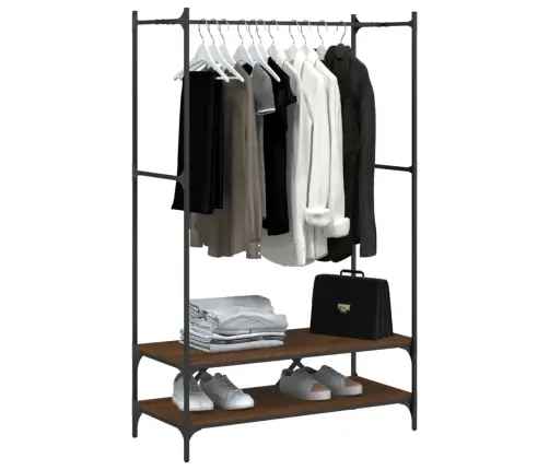 Drēbju Pakaramais Ar Plauktiem, Ozolkoka, Inženierijas Koks Vidaxl