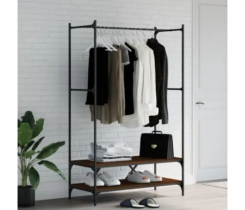 Drēbju Pakaramais Ar Plauktiem, Ozolkoka, Inženierijas Koks Vidaxl