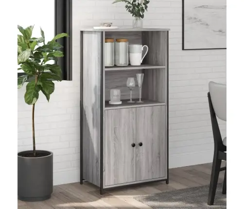 Augstais Skapītis, Pelēcīgs, 62X36X121,5 Cm, Inženierijas Koks Vidaxl