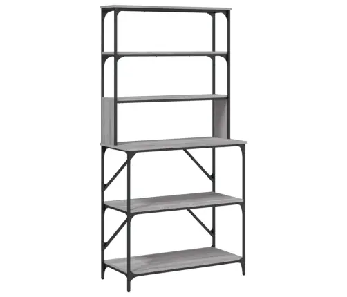 Virtuves Plaukts, 6 Līmeņi, Pelēka Ozola, 90X40X180 Cm, Koks Vidaxl