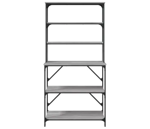 Virtuves Plaukts, 6 Līmeņi, Pelēka Ozola, 90X40X180 Cm, Koks Vidaxl