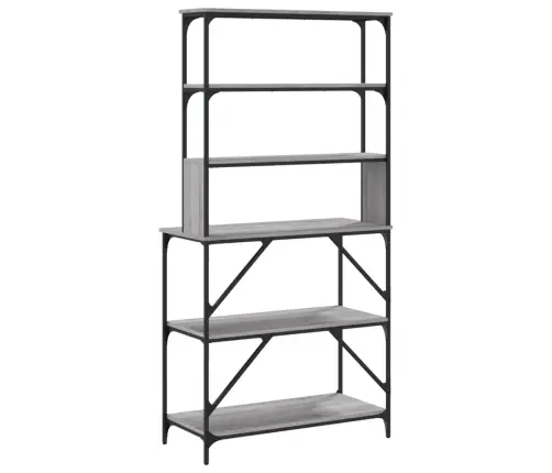 Virtuves Plaukts, 6 Līmeņi, Pelēka Ozola, 90X40X180 Cm, Koks Vidaxl