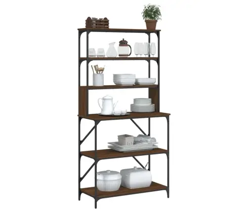 Virtuves Plaukts, 6 Līmeņi, Brūna Ozolkoka, 90X40X180 Cm, Koks Vidaxl