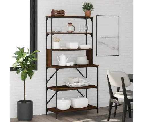 Virtuves Plaukts, 6 Līmeņi, Brūna Ozolkoka, 90X40X180 Cm, Koks Vidaxl