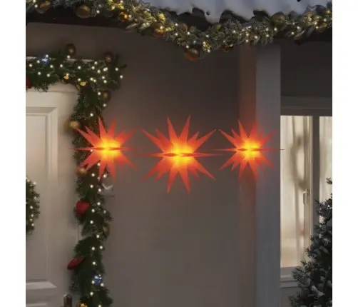 Kalėdiniai Šviestuvai Su Led, 3Vnt., Raudoni, Sulankstomi