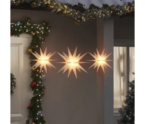 Kalėdiniai Šviestuvai Su Led, 3Vnt., Balti, Sulankstomi Kalėdiniai Šviestuvai Su Led, 3Vnt., Balti, Sulankstomi