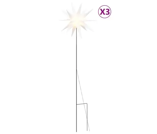Ziemassvētku Lampas Ar Led Un Mietiņu, 3 Gab., Baltas, 35 Cm Vidaxl