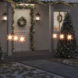 Kalėdiniai Šviestuvai Su Smaigais/Led, 3Vnt., Balti, 35Cm