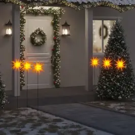 Kalėdiniai Šviestuvai Su Smaigais/Led, 3Vnt., Geltoni, 35Cm