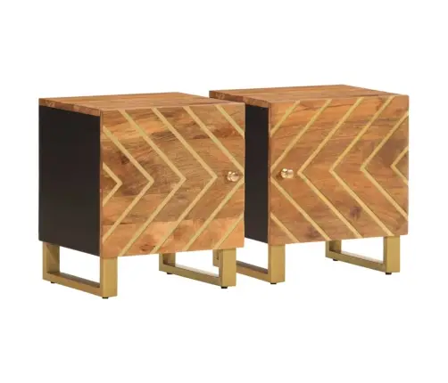 Naktinės Spintelės, 2Vnt., Rudos Ir Juodos, Mango Masyvas