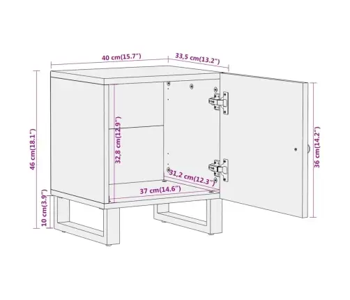 Naktinės Spintelės, 2Vnt., Rudos Ir Juodos, Mango Masyvas