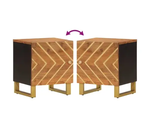 Naktinės Spintelės, 2Vnt., Rudos Ir Juodos, Mango Masyvas