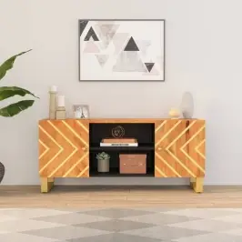 Tv Spintelė, Ruda Ir Juoda, 105X33,5X46cm Mango Masyvas