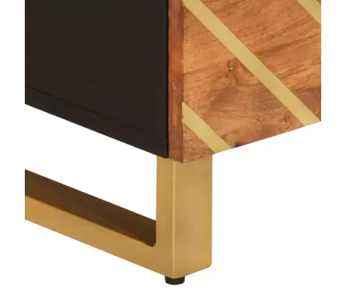 Tv Skapītis, Brūns Un Melns, 70X33,5X46 Cm, Mango Masīvkoks Vidaxl