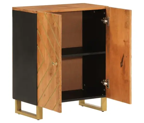 Šoninė Spintelė, Ruda Ir Juoda, 60X33,5X75cm Mango Masyvas Šoninė Spintelė, Ruda Ir Juoda, 60X33,5X75cm Mango Masyvas