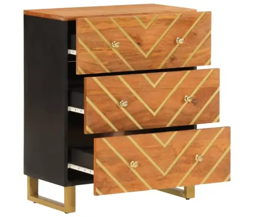 Skapītis, Brūns Un Melns, 60X33,5X75 Cm, Mango Masīvkoks Vidaxl