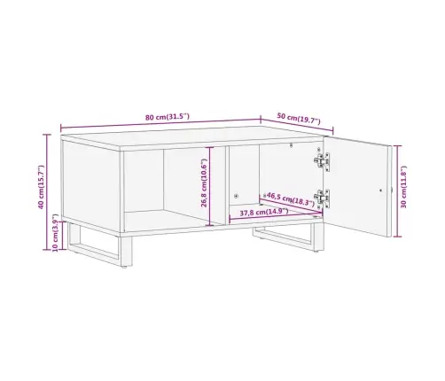 Kohvilaud, Pruun Ja Must, 80 X 50 X 40 cm Mangopuit Kohvilaud, Pruun Ja Must, 80 X 50 X 40 cm Mangopuit