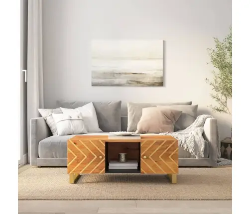 Kafijas Galdiņš, Brūns Un Melns, 100X54X40 Cm, Mango Masīvkoks Vidaxl