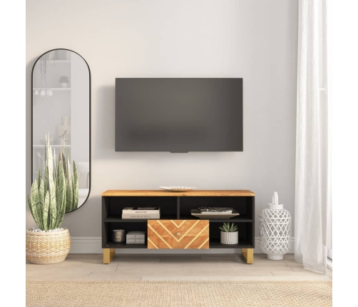 Tv Skapītis, Brūns Un Melns, 100X33,5X46 Cm, Mango Masīvkoks Vidaxl