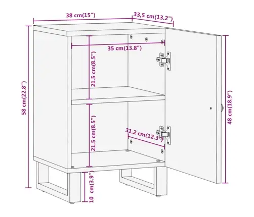 Vannitoakapp, Pruun Ja Must, 38X33,5X58 cm Mangopuit
