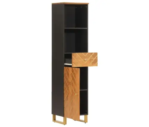 Vannasistabas Skapītis, Brūns Un Melns 38X33,5X160 Cm Masīvkoks Vidaxl