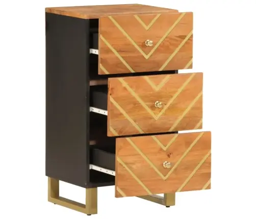 Skapītis, Brūns Un Melns, 40X33,5X75 Cm, Mango Masīvkoks Vidaxl