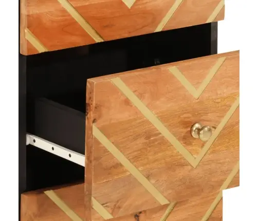 Skapītis, Brūns Un Melns, 40X33,5X75 Cm, Mango Masīvkoks Vidaxl