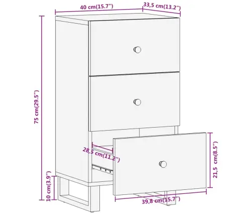 Skapītis, Brūns Un Melns, 40X33,5X75 Cm, Mango Masīvkoks Vidaxl
