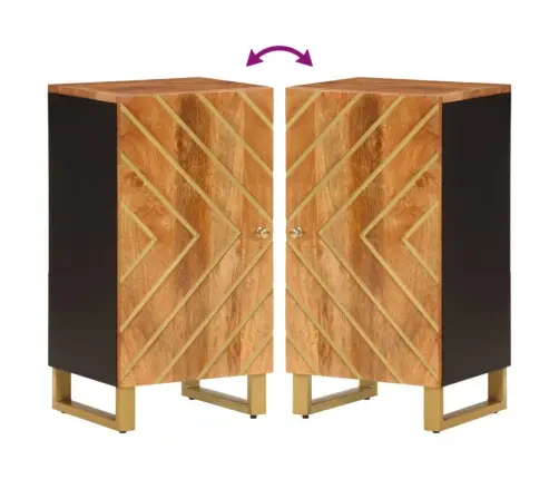 Skapītis, Brūns Un Melns, 40X33,5X75 Cm, Mango Masīvkoks Vidaxl