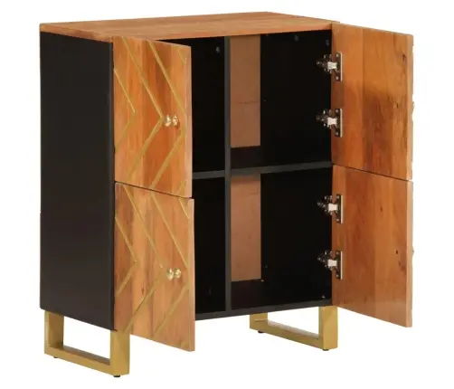 Skapītis, Brūns Un Melns, 60X33,5X75 Cm, Mango Masīvkoks Vidaxl