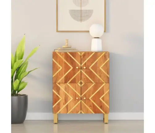 Skapītis, Brūns Un Melns, 60X33,5X75 Cm, Mango Masīvkoks Vidaxl