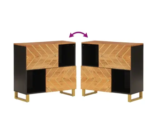 Šoninė Spintelė, Ruda Ir Juoda, 80X33,5X75cm Mango Masyvas