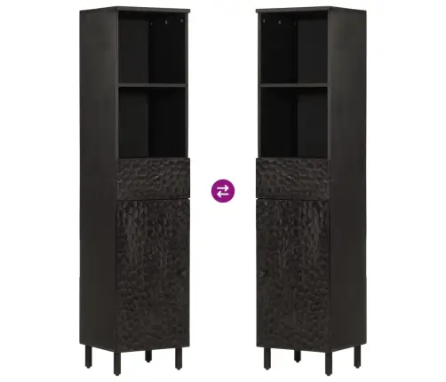 Vonios Kambario Spintelė, Juoda, 38X33X160cm Mango Masyvas