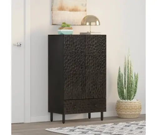 Augstais Skapītis, 60X33X100 Cm, Melns, Mango Masīvkoks Vidaxl