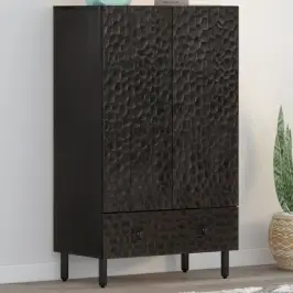 Augstais Skapītis, 60X33X100 Cm, Melns, Mango Masīvkoks Vidaxl