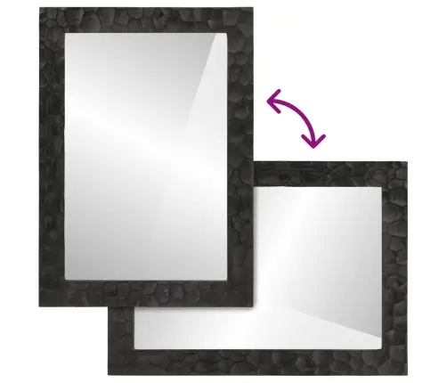 Vonios Veidrodis, Juodas, 50X70X2,5cm Mango Masyvas Ir Stiklas