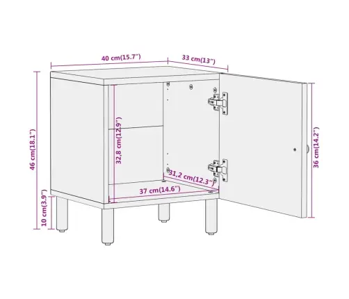 Naktinės Spintelės, 2Vnt., 40X33X46cm Akacijos Masyvas