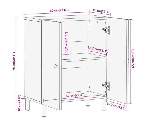 Skapītis, 60X33X75 Cm, Akācijas Masīvkoks Vidaxl